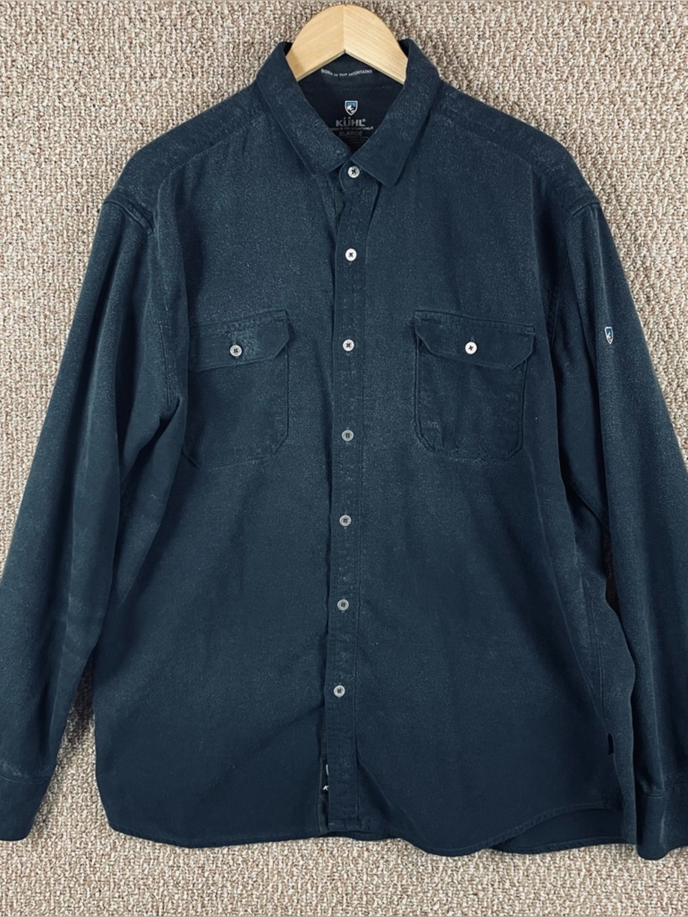 KUHL Shirt Mens XL Gray Descendr Flannel Button Up Hiking Camping E146